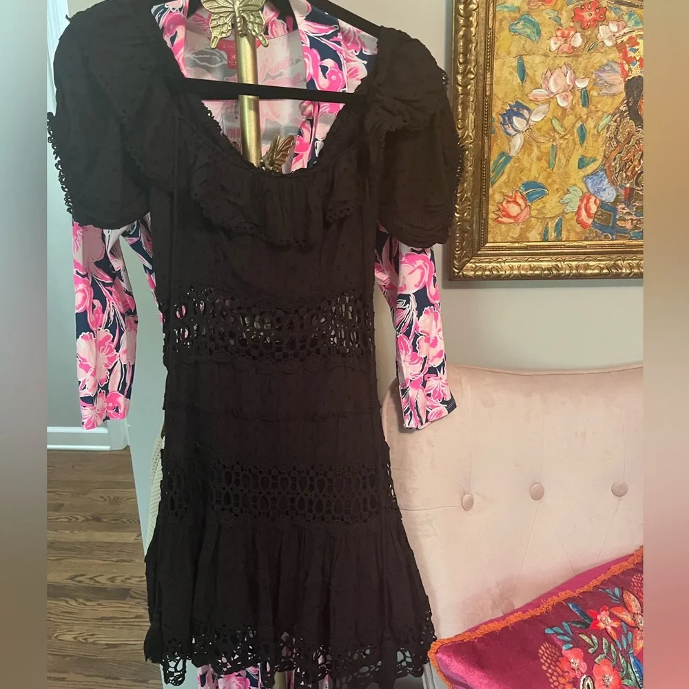 Free People Womens Cruel Intentions Crochet-Lace Mini Dress, Black, Size 6 - Picture 4 of 5